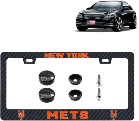License Plate Frame for Mets with Carbon Fiber Plate Holder 12" x 6" for US Standard for Car/Truck/SUV. (AY-DDH) in Saudi Arabia