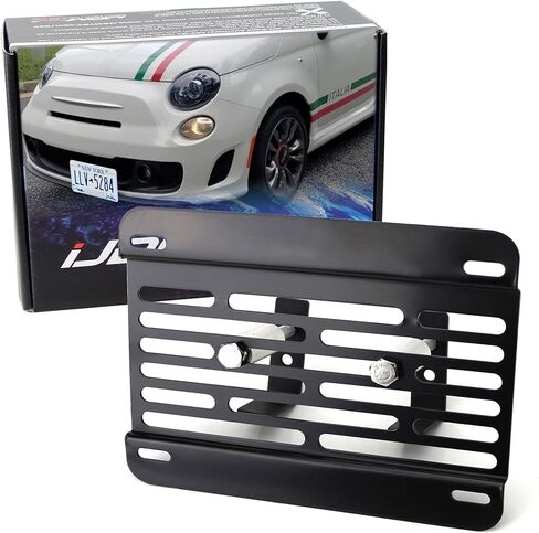 iJDMTOY مجموعة أدوات نقل لوحة الترخيص بدون حفر أمامية متوافقة مع 2013-2019 Fiat 500 أو 500e مع شبكة شبكية سفلية على شكل ماسي in Saudi Arabia