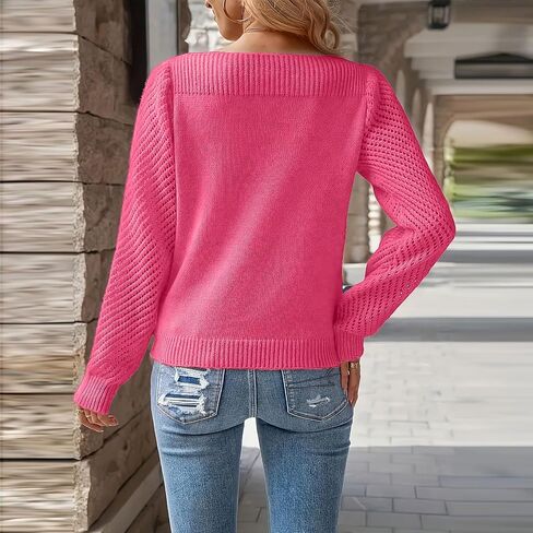 Womens Sweater Crewneck Long Sleeve Fall Winter Knitted Pullover Tops 2025 Fall Fashion Trendy Outfits in Saudi Arabia