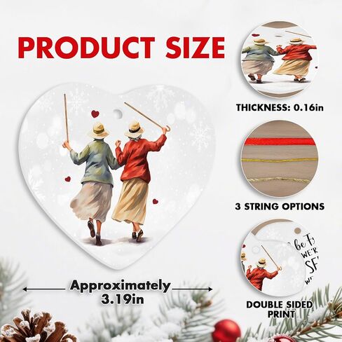 1pc 2 Side Printed We'll Be Friends Ceramic Ornament 2025, Heart-Shaped Christmas Tree, Cute Keepsake Decoration in Saudi Arabia