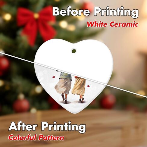 1pc 2 Side Printed We'll Be Friends Ceramic Ornament 2025, Heart-Shaped Christmas Tree, Cute Keepsake Decoration in Saudi Arabia