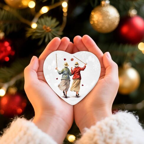 1pc 2 Side Printed We'll Be Friends Ceramic Ornament 2025, Heart-Shaped Christmas Tree, Cute Keepsake Decoration in Saudi Arabia