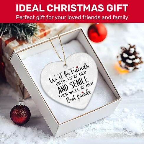 1pc 2 Side Printed We'll Be Friends Ceramic Ornament 2025, Heart-Shaped Christmas Tree, Cute Keepsake Decoration in Saudi Arabia