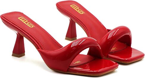 Kitten Heels Sexy Slides for Women'S Simple One-Band Square Open Toe Backless Soft-Soled Low Stiletto Dress Party Sandals Comfortable Wedding Evening Prom Dance Pump Slippers in Kuwait