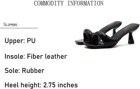 Kitten Heels Sexy Slides for Women'S Simple One-Band Square Open Toe Backless Soft-Soled Low Stiletto Dress Party Sandals Comfortable Wedding Evening Prom Dance Pump Slippers in Kuwait