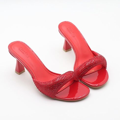 Kitten Heels Sexy Slides for Women'S Simple One-Band Square Open Toe Backless Soft-Soled Low Stiletto Dress Party Sandals Comfortable Wedding Evening Prom Dance Pump Slippers in Kuwait