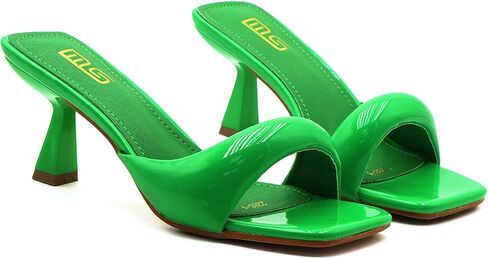 Kitten Heels Sexy Slides for Women'S Simple One-Band Square Open Toe Backless Soft-Soled Low Stiletto Dress Party Sandals Comfortable Wedding Evening Prom Dance Pump Slippers in Kuwait