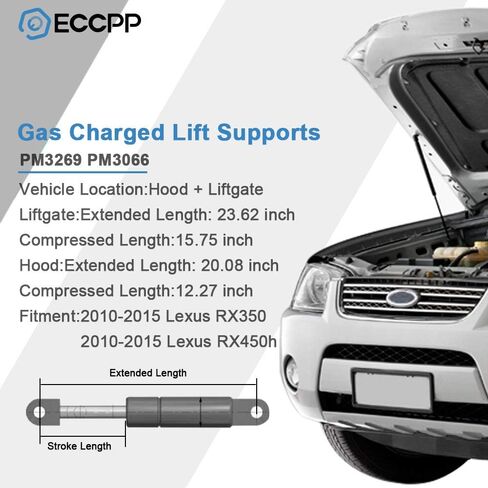 ECCPP Lift Support Hood+Liftgate Replacement Struts Gas Springs Fit For Lexus RX350 3.5L 2010-2015,For Lexus RX450h 3.5L 2010-2015 Set of 4 in Saudi Arabia