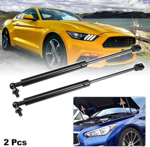 X AUTOHAUX 2 قطعة غطاء المحرك الأمامي يدعم الدعامات الصدمات نوابض الغاز لفورد موستانج MK6 2015-2020 أسود in Kuwait