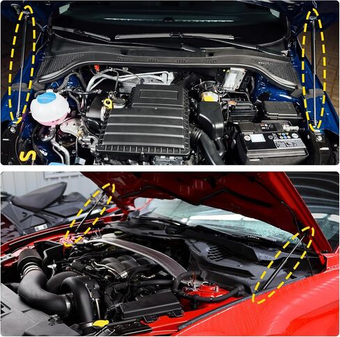 X AUTOHAUX 2 قطعة غطاء المحرك الأمامي يدعم الدعامات الصدمات نوابض الغاز لفورد موستانج MK6 2015-2020 أسود in Kuwait