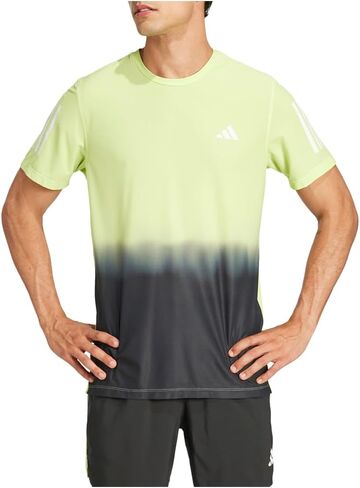adidas Mens Own The Run Climacool Colorblock Crew Neck Short Sleeve Athletic Casual Tops Casual - Black, Green in Saudi Arabia