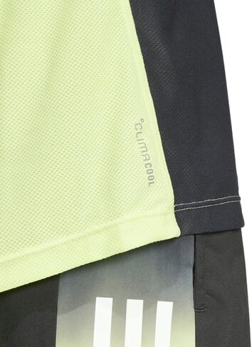 adidas Mens Own The Run Climacool Colorblock Crew Neck Short Sleeve Athletic Casual Tops Casual - Black, Green in Saudi Arabia