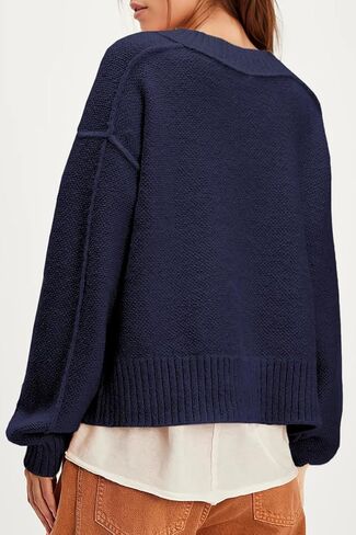 UNCLECAT Women's V Neck Sweaters 2025 Long Sleeve Fall Sweaters Casual Knit Trendy Pullover Tops in Kuwait