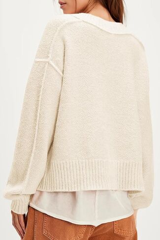 UNCLECAT Women's V Neck Sweaters 2025 Long Sleeve Fall Sweaters Casual Knit Trendy Pullover Tops in Kuwait