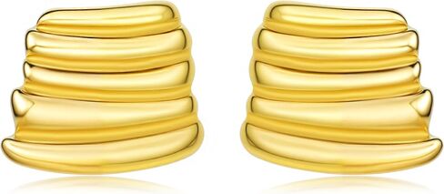 Chunky Gold Earrings for Women 18K Gold Plated Statement Earrings Trendy Minimalist Large Chunky Gold Studs Earrings in Saudi Arabia