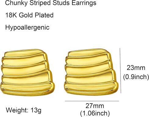 Chunky Gold Earrings for Women 18K Gold Plated Statement Earrings Trendy Minimalist Large Chunky Gold Studs Earrings in Saudi Arabia