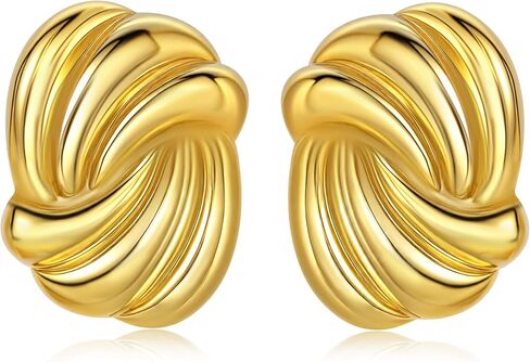 Chunky Gold Earrings for Women 18K Gold Plated Statement Earrings Trendy Minimalist Large Chunky Gold Studs Earrings in Saudi Arabia