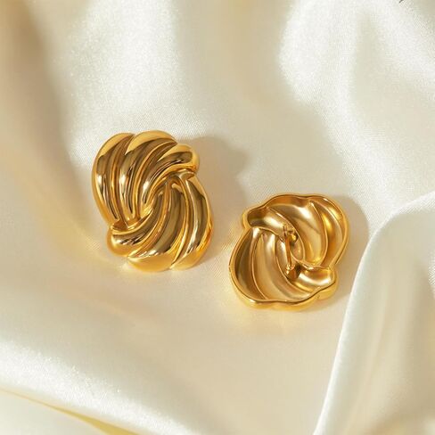 Chunky Gold Earrings for Women 18K Gold Plated Statement Earrings Trendy Minimalist Large Chunky Gold Studs Earrings in Saudi Arabia