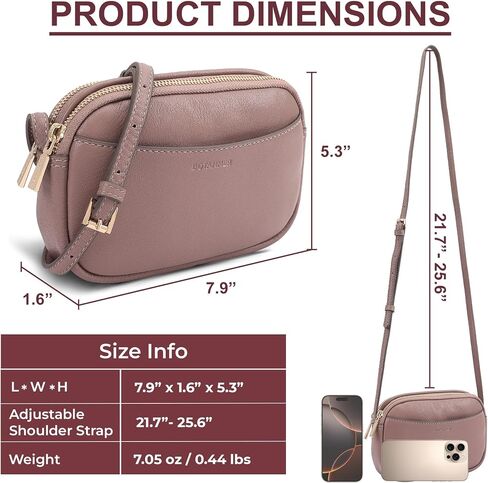 Genuine Leather Double Zipper Small Crossbody Bag for Women with an Adjustable Strap in Saudi Arabia