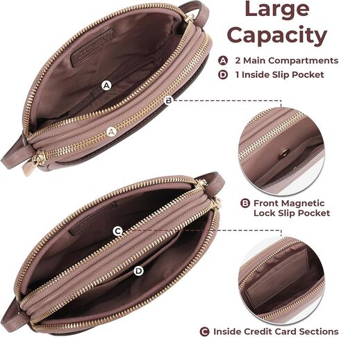 Genuine Leather Double Zipper Small Crossbody Bag for Women with an Adjustable Strap in Saudi Arabia