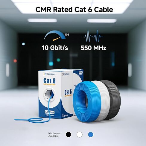مسائل الكابلات [مدرجة في قائمة UL] كابل إيثرنت داخلي بسرعة 10 جيجابت في الثانية (CMR) 23AWG نحاسي عاري Cat6 بطول 500 قدم (مخزن كابل إيثرنت Cat 6، صندوق كابل إيثرنت، مجموعة كابل إيثرنت Cat 6) باللون الأزرق in Saudi Arabia