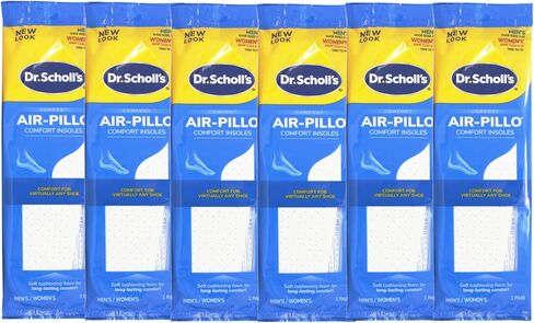 نعال Dr.Scholl's AIR-PILLO // بطانة فائقة النعومة وراحة دائمة مع طبقتين من الإسفنج تناسب أي حذاء - زوج واحد - 6 عبوات in Saudi Arabia