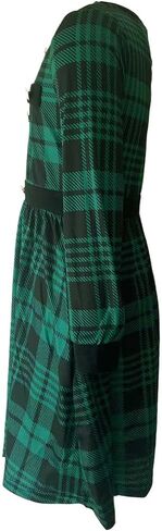 Teen Girls' Casual Long Sleeve Buffalo Plaid Patchwork Belted A-Line Dresses with Pockets for Girls 6-12 Years in Kuwait