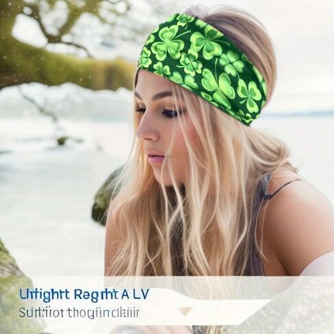 Boho Chic Twist Headband, Green Floral Print, Moisture Wicking, Stretchy in Saudi Arabia
