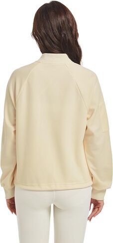 سترة Anienaya النسائية خفيفة الوزن كاجوال بياقة واقفة وسحّاب ورباط، معطف أنيق مع جيوب in Kuwait