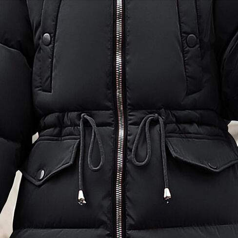 Womens Winter Warm Puffer Coat Thicken Fleece Lined Down Jacket Faux Fur Hooded Parka Padded Jacket with Pockets in Saudi Arabia