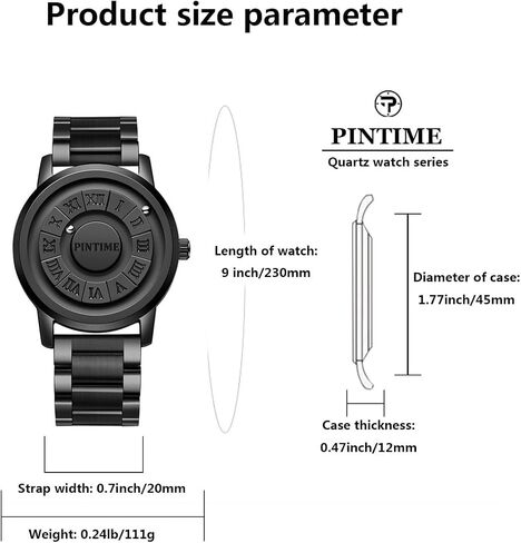 Gosasa Mens Magnetic Levitation Watch Unique 3D Floating Ball Swiss Quartz Watch Roman Numerals, Waterproof Wristwatch with Leather/Steel Strap in Saudi Arabia