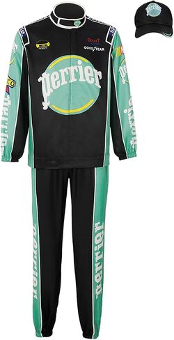 Adult Mens Ricky Bobby Costume Racing Full Set Jumpsuit Cap Talladega Nights Costume Halloween Party Full Suit Set in Saudi Arabia