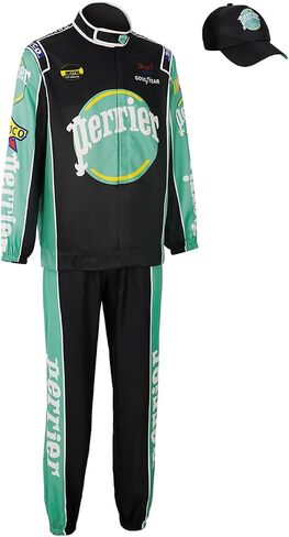 Adult Mens Ricky Bobby Costume Racing Full Set Jumpsuit Cap Talladega Nights Costume Halloween Party Full Suit Set in Saudi Arabia