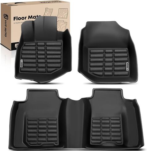 YHTAUTO Floor Mats Fit 2009-2013 Honda Fit (Fit Model with Retention Devices), TPE All Weather Car Mats Waterproof Anti-Slip Odorless Floor Liner, Interior Car Accessories Front & 2nd Row Liner in Saudi Arabia