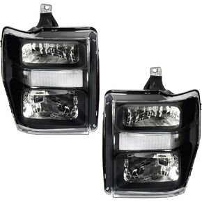 مجموعة المصابيح الأمامية PHILTOP لعام 2008 2009 2010 Ford F250 F350 F450 Super Duty، مصباح أمامي هالوجين أسود مبيت عدسة شفافة عاكس واضح، سائق بديل بنمط OE وجانب الركاب in Kuwait