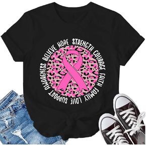 LBP Womens Breast Cancer Hope T-Shirts Pink Ribbon Shirts Breast Cancer Awareness Tee in Kuwait