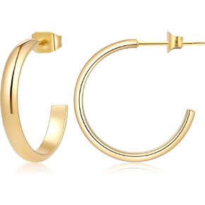 أقراط سوفيسي 3 ملم مطلية بالذهب عيار 14 قيراط، حلق حلقي مضاد للحساسية للنساء 25 ملم in Kuwait