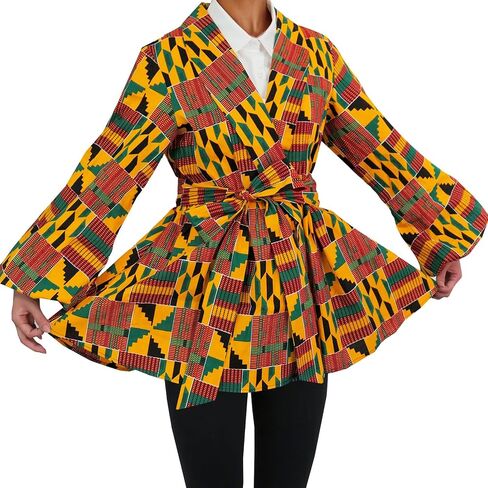 Women African Shirt Dashiki Batik Top Kente Cotton Wax Print Clothes Long Sleeve Blouse Ankara Tunic in Saudi Arabia