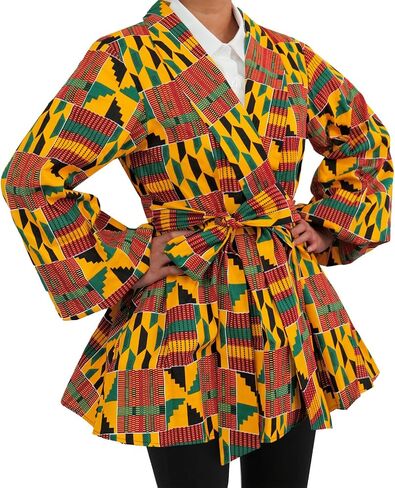 Women African Shirt Dashiki Batik Top Kente Cotton Wax Print Clothes Long Sleeve Blouse Ankara Tunic in Saudi Arabia