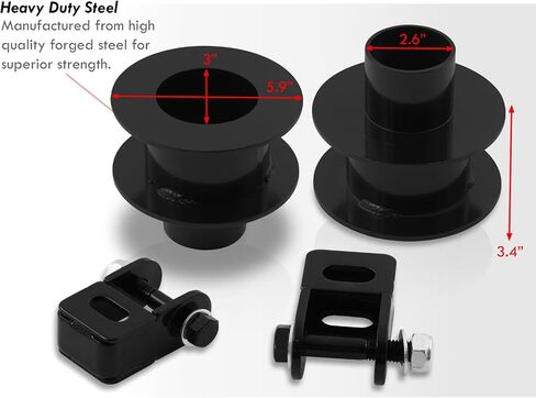 AJP Distributors 3.5" 3.5 Inch Front Leveling Lift Kit Spacers w/Shock Extender Black Compatible/Replacement For F250 F350 Super Duty 4X4 4WD 05 06 07 08 09 10 11 12 13 14 15 16 17 18 19 20 21 22 23 in Saudi Arabia