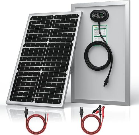 SUNER POWER 12 فولت 30 واط شاحن بطارية شمسية، جهاز تحكم شحن MPPT مدمج فائق الذكاء، مجموعة شحن لوحة شمسية مقاومة للماء 30 وات لـ 12 فولت AGM، دورة عميقة، حمض الرصاص، بطارية Lifepo4 in Kuwait