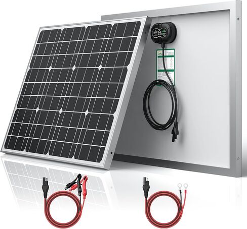 SUNER POWER 12 فولت 30 واط شاحن بطارية شمسية، جهاز تحكم شحن MPPT مدمج فائق الذكاء، مجموعة شحن لوحة شمسية مقاومة للماء 30 وات لـ 12 فولت AGM، دورة عميقة، حمض الرصاص، بطارية Lifepo4 in Kuwait