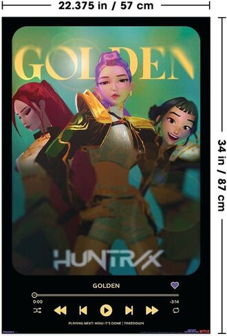 Netflix KPop Demon Hunters (2025) - ملصق حائط لقائمة التشغيل الذهبية، مقاس 34 بوصة × 22.4 عرض، إصدار غير مؤطر in Saudi Arabia