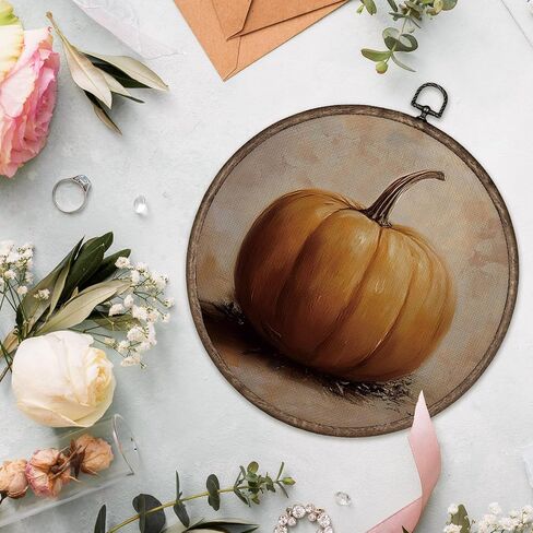 GWFSJYU Vintage Ghost Halloween Framed Wall Art, Ghost Halloween Decor, Gothic Fall Pumpkin Round Canvas Prints Wall Art, Dark Academia Cute Ghosts Hanging Decor for Gallery Bathroom Living Room, 10x10inch in Saudi Arabia