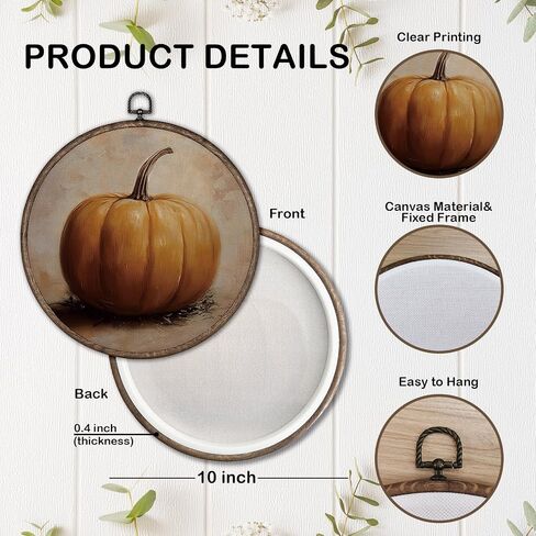 GWFSJYU Vintage Ghost Halloween Framed Wall Art, Ghost Halloween Decor, Gothic Fall Pumpkin Round Canvas Prints Wall Art, Dark Academia Cute Ghosts Hanging Decor for Gallery Bathroom Living Room, 10x10inch in Saudi Arabia