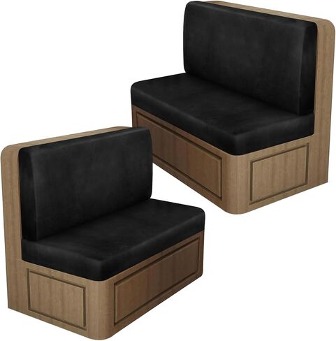أغطية وسائد جلدية بمظهر RV Dinette، أغطية وسائد قابلة للتمدد لأريكة السفر ومقعد RV، واقي كرسي أريكة التخييم البديل (2 غطاء مسند ظهر و2 غطاء مقعد، أسود) in Kuwait