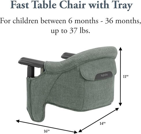 كرسي طاولة سريع من Inglesina - مزيج من الصنوبر الأخضر + صينية طعام سريعة - كرسي مرتفع محمول للأطفال الصغار الرضع، من 6 إلى 36 شهرًا - يناسب الطاولات من 0.8 بوصة إلى 3.5 بوصة - تصميم قابل للطي - تتضمن حقيبة حمل in Kuwait
