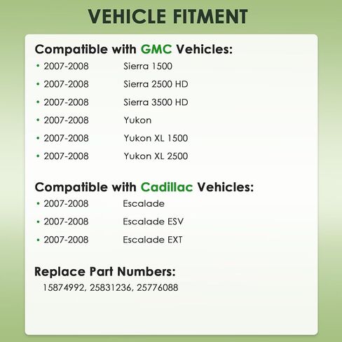 زجاج مرآة بديل لجانب الركاب متوافق مع سيارات كاديلاك وجي إم سي - 2007-2008 إسكاليد، ESV، EXT | سييرا 1500/2500HD، يوكون/يوكون XL 1500، إشارة الانعطاف، RH، 15886196 in Kuwait