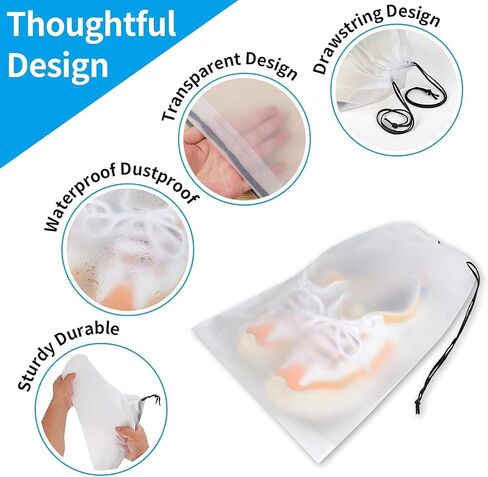 10PC Shoe Bags for Travel, 15.7" x 11.8", Portable Clear Shoe Storage, Drawstring Closure, Waterproof,Dustproof, for Men Women in Saudi Arabia