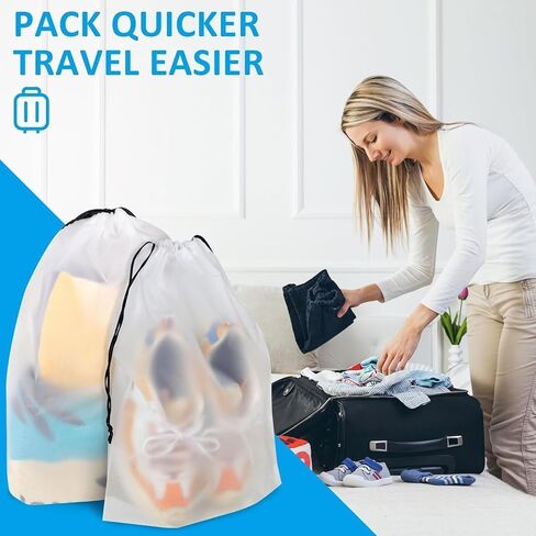 10PC Shoe Bags for Travel, 15.7" x 11.8", Portable Clear Shoe Storage, Drawstring Closure, Waterproof,Dustproof, for Men Women in Saudi Arabia